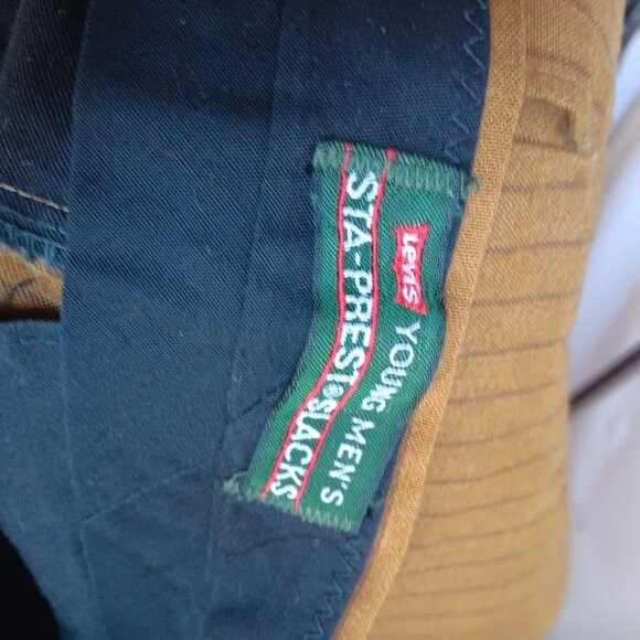29x29 Men's Vintage 70's Levi's Pants STA-PREST Brown Pinstripe Dress Trousers - Picture 6 of 6